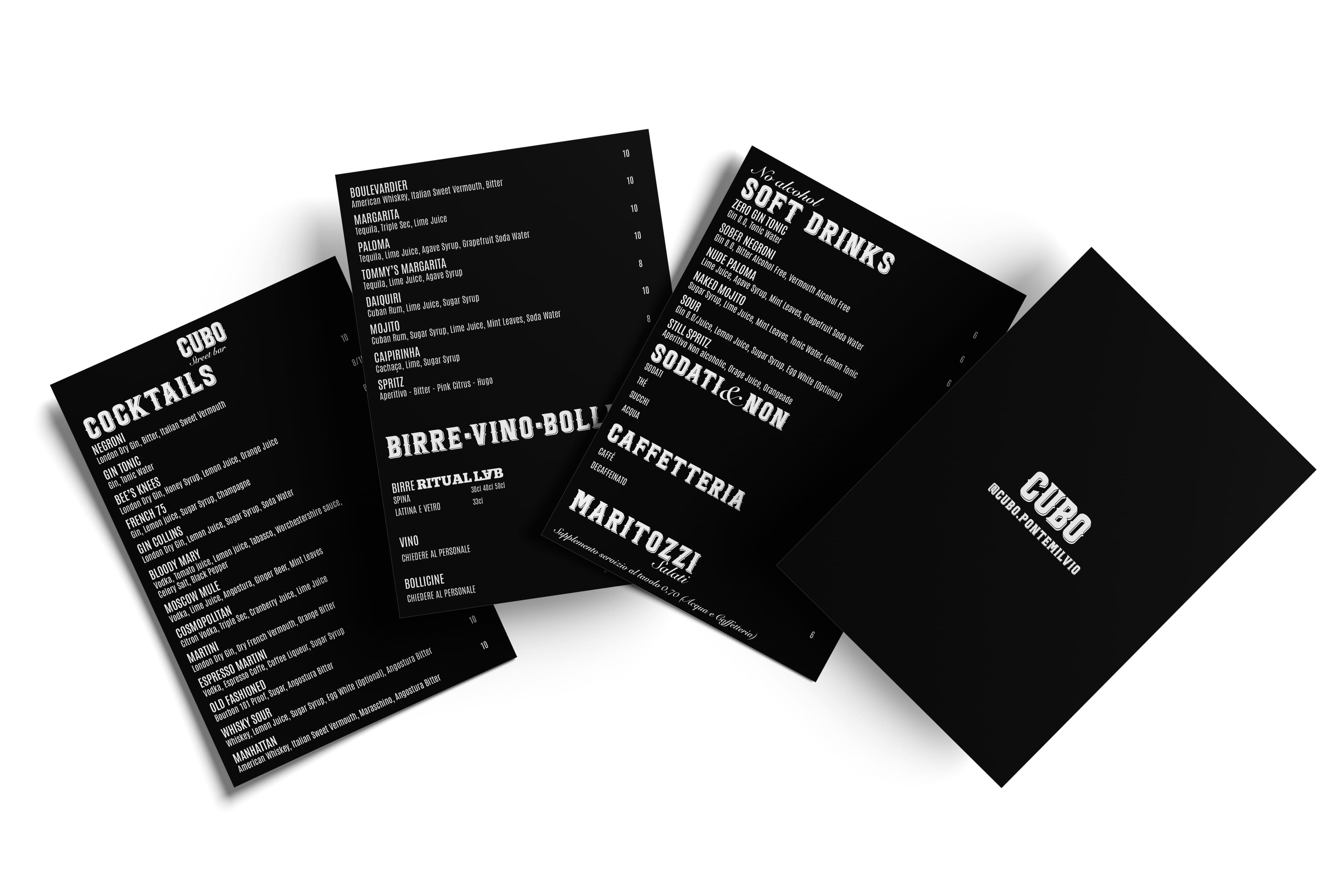 Sistema menu editoriale progettato per CUBO